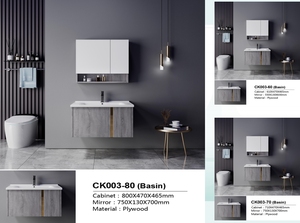 حمام من خشب رقائقي مثبت بالحائط على الطراز الأوروبي ، زينة حمام للفنادق مع مرآة - Product Image 6