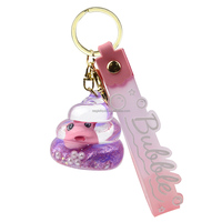 Nouveau design créatif mignon porte-clés en acrylique liquide en forme de crotte de dessin animé avec flotteur 3D, vente en gros, OEM ODM disponible, cadeau souvenir