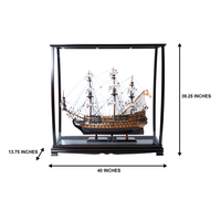 Vitrine de présentation nautique double face en bois transparent sur mesure pour modèles de bateaux et cadeaux, idéale pour la décoration de la maison ou du bureau