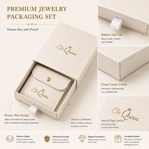 Boîte à bijoux en carton premium avec pochette en cuir PU, ensemble personnalisé avec logo, design tendance pour l'emballage de bijoux, magasin de cadeaux - Product Image 3