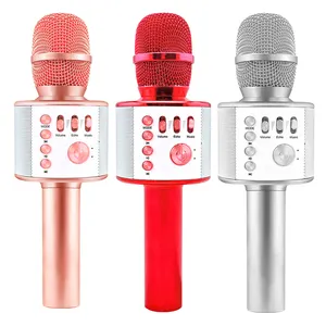 Mikrofon Karaoke Bluetooth Nirkabel Profesional, Mikrofon Speaker Ajaib USB Menyanyi untuk KTV, Mikrofon Karaoke Bluetooth Nirkabel