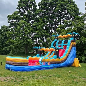 Nuevo diseño, tobogán de agua Tropical Shock de 20 pies, toboganes de agua inflables, carriles duales para deslizarse con piscina de agua - Product Image 5