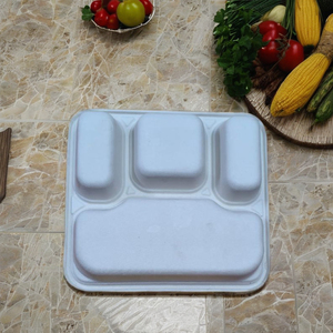 Bandeja Ecológica de Bagazo con 4 Compartimentos, Desechable, Ligera, Cuadrada, Biodegradable, a Prueba de Fugas, para Alimentos, con Tapa - Product Image 4