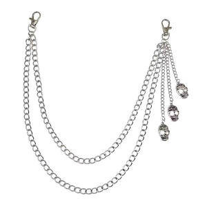Skull Pants <b>Chain</b> Double Layer Metal Body <b>Chain</b> Halloween Fashion Jewelry Zinc Alloy <b>Cross</b> Border Style - Product Image 5