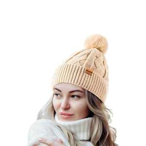 <span class=keywords><strong>Bonnet</strong></span> en tricot d'hiver personnalisé pour <span class=keywords><strong>femme</strong></span>, doux et chaud, en polaire, <span class=keywords><strong>bonnet</strong></span> tendance avec <span class=keywords><strong>pompon</strong></span> pour le ski - Product Image 1