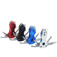 Outil multifonction 5 en 1 en acier inoxydable, porte-clés LED, mini tournevis, couteau de poche avec lampe torche, léger