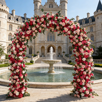 Décoration de mariage, toile de fond de fête, arche en U, roses artificielles en soie, écologiques, durables, 8-9 pieds, rangée florale blanche pour allée d'entrée