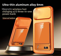 Batterie externe magnétique sans fil 10000mAh PD 20W ultra-mince en alliage avec support de téléphone et écran LED pour iPhone séries 12-16