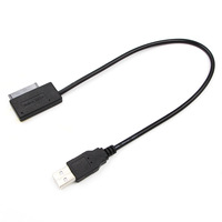 Câble adaptateur convertisseur USB Super Speed vers Mini SATA II 7+6 13 broches avec coque rigide pour lecteur CD/DVD ROM Slimline d'ordinateur portable