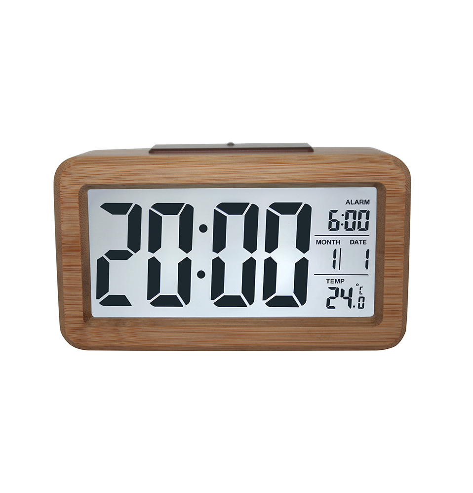 Horloge de bureau en bois rectangulaire avec alarme lumineuse, nouvel arrivage 2020