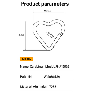 Bán buôn tùy chỉnh Anodized nhôm tình yêu trái tim mùa xuân móc loại Snap leo núi <span class=keywords><strong>Carabiner</strong></span> Keychain - Product Image 2