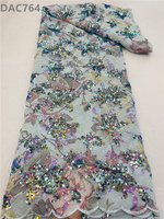 Tissu de dentelle de broderie à paillettes, tissu de mariage à paillettes ornées de dentelle en maille imprimée
