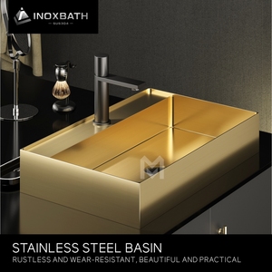 Lavabo de Diseño Moderno en Acero Inoxidable 304, Lavabo de Pedestal Único con Desagüe para Hoteles - Product Image 5