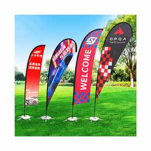 Drapeau publicitaire extérieur coupe-vent en forme de goutte d'eau avec kit de base et mât, impression double face, logo personnalisé, drapeau plume de plage - Product Image 1