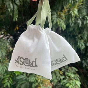 High Quality Soft Velvet Gift Packaging <b>Pouch</b> Customized Velvet <b>Drawstring</b> Bag with Black Ribbons - Product Image 6
