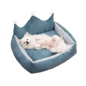 Cama de gato macia e quente em forma de coroa, ninho de cachorro, tapete de sofá, almofada retangular para dormir, almofada para animais de estimação, para cães e gatos