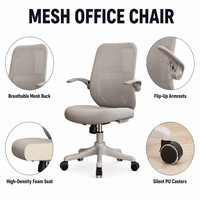 Chaise de bureau ergonomique en maille de couleur personnalisée avec accoudoirs rabattables, réglable en hauteur, pivotante, base en nylon
