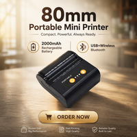 Imprimantes thermiques portables miniatures de 80 mm pour reçus et codes-barres, imprimante de factures sans fil Bluetooth pour le commerce de détail avec batterie