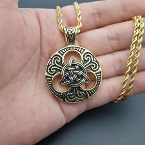 Celtic Knot Pendant Necklace <b>Titanium</b> Steel Round Unisex Fashion Jewelry - Product Image 5