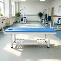 Table de massage confortable pour physiothérapie en milieu hospitalier et à domicile avec support antibactérien pour rangement d'outils cliniques et domestiques