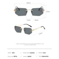 Nouveautés 2023 : Lunettes de soleil rectangulaires dorées sans monture, dégradées, de luxe, pour femmes, avec logo personnalisé, tendance, anti-radiation UV