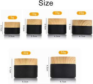 กระปุกครีมสีดำด้านขนาด1ออนซ์2ออนซ์เหยือกสครับกระจกฝ้าสำหรับดูแลผิวพร้อมฝาพลาสติกไม้สีเข้ม50ก. - Product Image 2