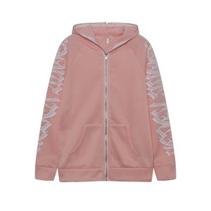 Unisex Y 2 <span class=keywords><strong>k</strong></span> Zip up con scritta grafica su faccia Punk Goth felpe con cappuccio e felpe estetiche per uomo - Product Image 5