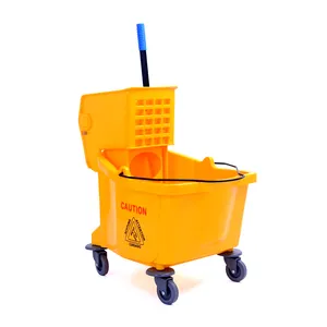 도매 36L 병원 청소 손수레 mop wringer 트롤리, 고품질 노란 플라스틱 mop 물통