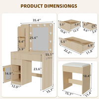 Panneau en bois pour coiffeuse de chambre à coucher avec miroir à grille verticale, multifonction et démontable