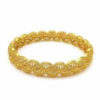 Bracelet jonc articulé ajouré plaqué or, style filigrane vintage, large et sculpté, pour femme, bijoux de mariage et de fête