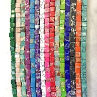 Perles carrées turquoise 6*6mm 6x6mm, perles intercalaires multicolores en vrac pour la fabrication de bijoux DIY (bracelets, colliers)