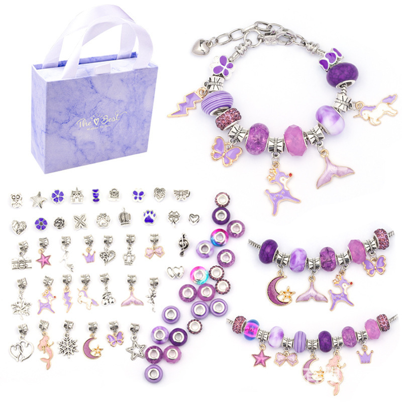 Beaded Bracelet Gift Set - Purple Set