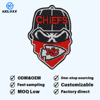 KUAIQIU Vente directe usine – Écusson thermocollant en tissu sergé de haute qualité, motif masque de football américain, broderie informatique, rugby