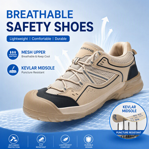 JIANKUN 2026 Nuevo Estilo de Zapatos de Seguridad Color Caqui con Puntera de Plástico, Antipinchazos, Antiaplastamiento, Antideslizantes para <span class=keywords><strong>Hombre</strong></span> y Mujer - Product Image 1