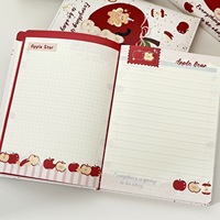 Carnet A5 en cuir PU motif Ours et Pomme, 145 x 200 mm, 96 pages, couverture mignonne Chat et Ours, pour étudiants, journalisation et papeterie cadeau