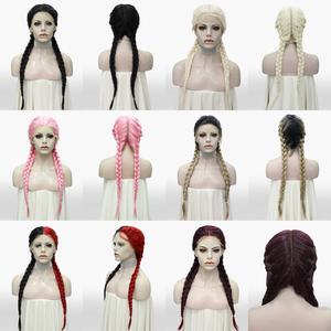 Parrucche per capelli sintetiche intrecciate di celebrità senza colla parrucca in pizzo intrecciato africano intrecciato parrucche anteriori in pizzo vendor da donna - Product Image 2