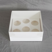 Boîte à cupcakes bento 6 emplacements en carton avec fenêtre transparente, finition mate, aseptique, pour pâtisseries et desserts