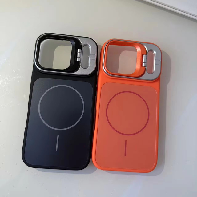 New Lens Holder Backplate Magnetic Phone Case TPU PC Hybrid Shockproof Cover for iPhone 17 16 15 14 Pro Max