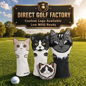 Fundas de Alta Calidad para Palos de Golf con Diseño de Gato, Personalizables con Logotipo de Marca, para Driver, Fairway Wood, Híbrido, Mallet y Putter - Product Image 1