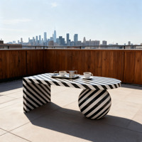 Table basse latérale de luxe italienne à rayures noires et blanches pour salon, appartement, bureau, hôtel – Fabricant de meubles décoratifs