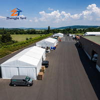 Tente d'entrepôt préfabriquée en alliage d'aluminium avec couverture en PVC imperméable, structure à travée libre, bâtiment de stockage temporaire pour exposition industrielle
