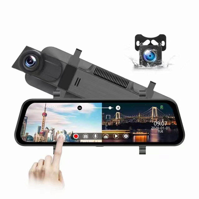 4K Lens 3 Channel 9.66 Inch Screen Front and Rear Dash Cam Dash Cam Front and Rear 1080P Dash Cam DVR Camera Recorder