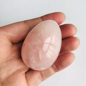 Œufs de cristal en jade naturel et quartz rose, 2 pouces, œuf de cristal Yoni - Product Image 1