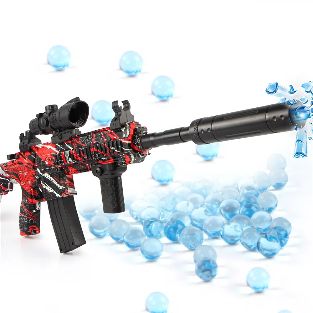 เติมเงินอิเล็กทรอนิกส์ Splatter ปืนเต็มอัตโนมัติแบตเตอรี่แบบชาร์จไฟน้ำของเล่นแขนปืน M416