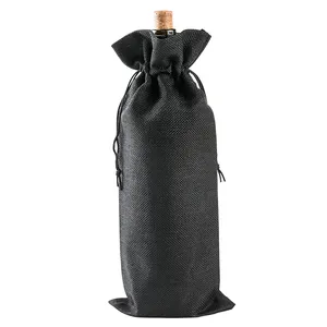 Sankira-bolsas de lona de arpillera ecológica natural, bolsas de regalo de yute para botellas de vino