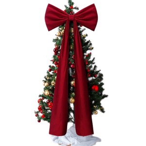 Fluffy Large Velvet Christmas Bows Giant Christmas Bows for Backdrop Party Room Wall Decor Christmas <b>Tree</b> Decoration - Product Image 1