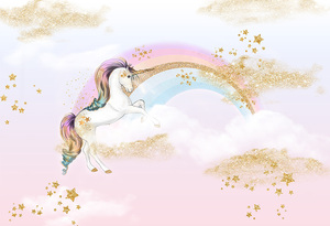 <span class=keywords><strong>Sfondo</strong></span> Fotografico Arcobaleno con <span class=keywords><strong>Unicorno</strong></span>, Nuvole e Stelle per Baby Shower, Feste di Compleanno, Decorazioni e Accessori per Studio Fotografico - Product Image 4