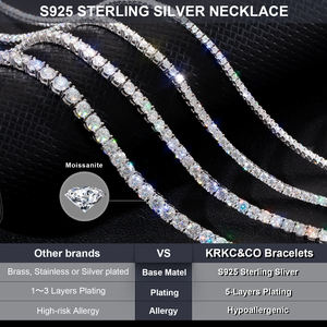 Moissanite Tennis <span class=keywords><strong>uomo</strong></span> donna 18K 14K oro bianco placcato <span class=keywords><strong>925</strong></span> <span class=keywords><strong>argento</strong></span> Sterling VVS taglio rotondo GRA certificato laboratorio collana di diamanti <span class=keywords><strong>catena</strong></span> - Product Image 5