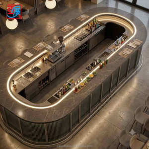 Tavolo da Bar Moderno in Legno con Illuminazione LED, Mini Bar per Hotel, Ristoranti e <span class=keywords><strong>Pub</strong></span> - Product Image 2