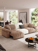 Luxuriöses Ecksofa-Set aus Chenille-Stoff mit Tiefen Kissen und Breiter Sitzfläche für Moderne Apartments und Hotels